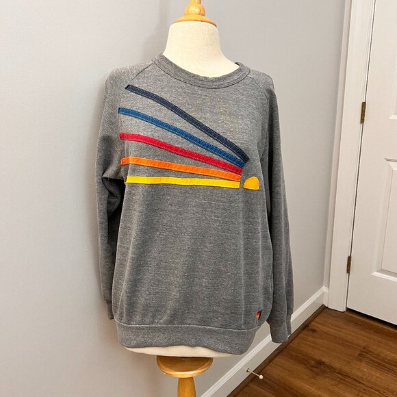 Aviator Nation Tops - Aviator Nation Rainbow Sunrise Gray Sweatshirt Sz L
